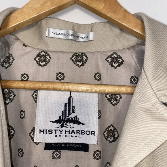 Vintage Misty Harbor Tan Trench Coat Women's Button Front Rain Coat 80s 90s